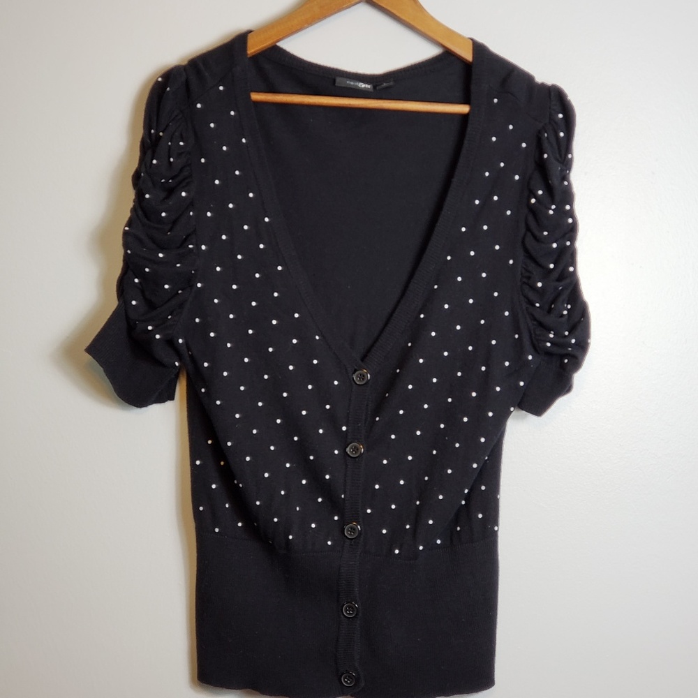 East 5th Black Polka Dot Cardigan Sweater SZ L